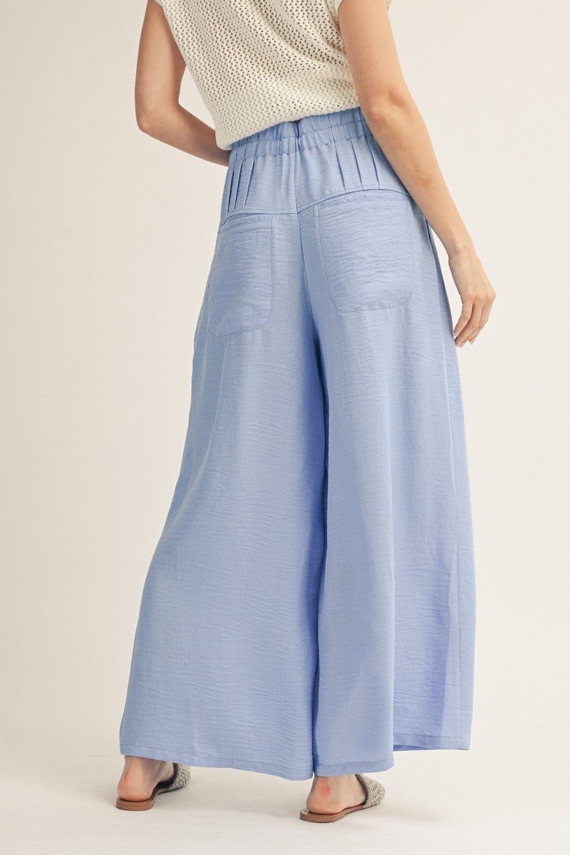 Drawstring Wasit Wide Leg Solid Pants