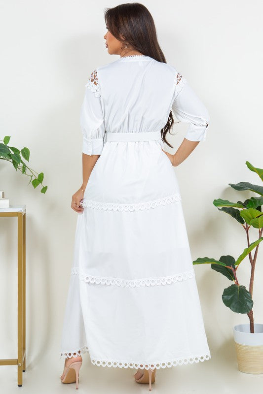 Solid Crochet Elegant Maxi Dress