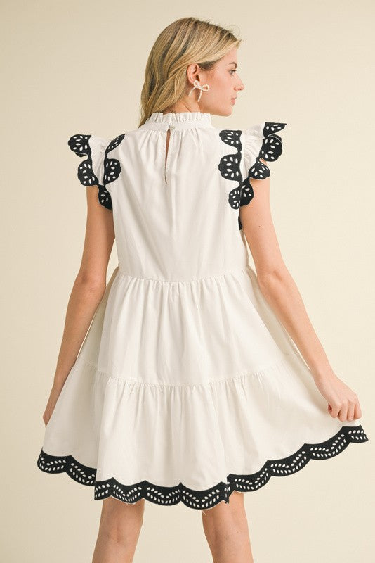 Solid Ruffly Cap Sleeves Dress