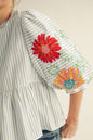 Embroidered Stripe Babydoll Top