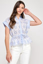 Floral Detail Keyhole Button Shirt