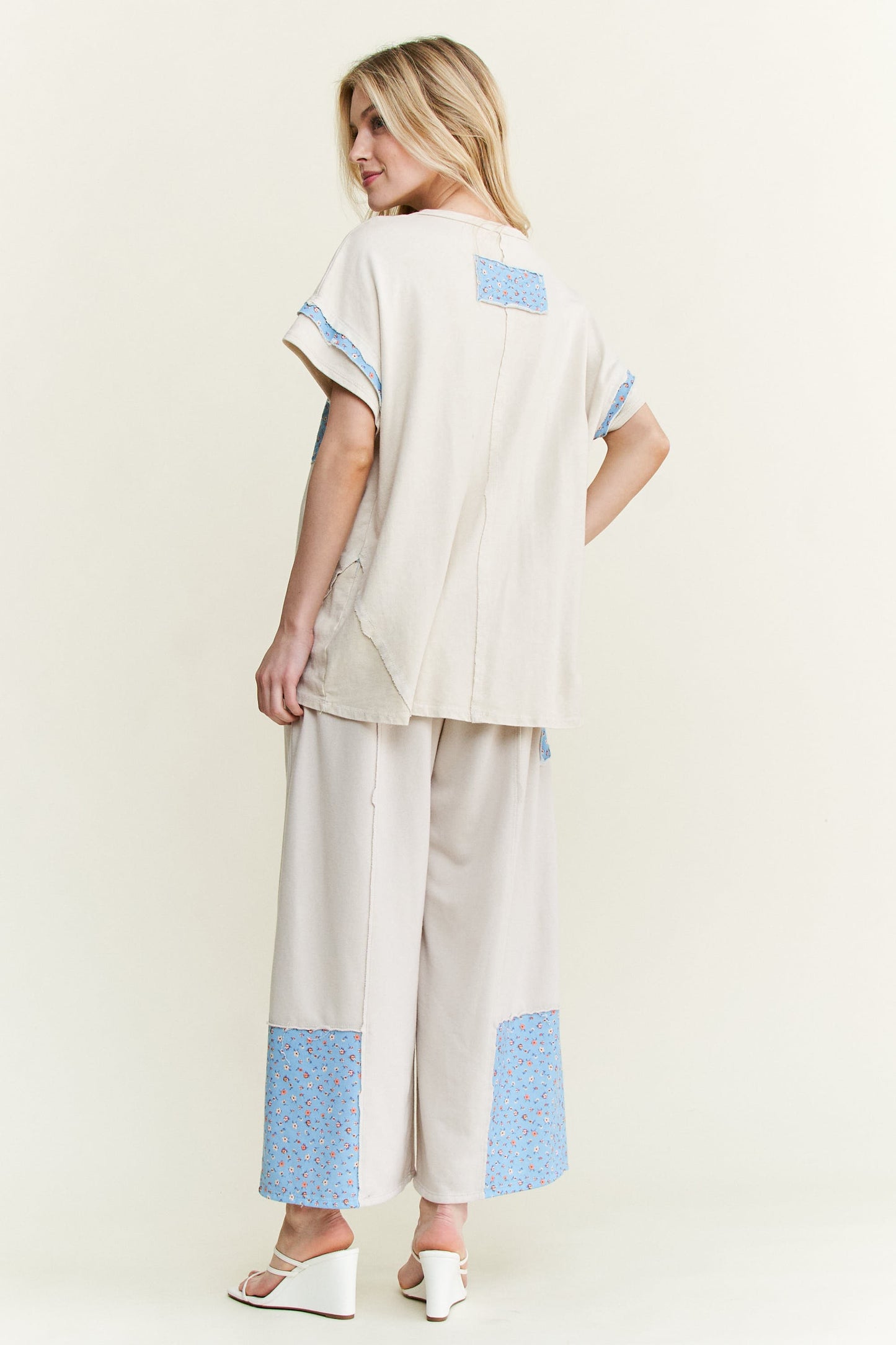 Cotton French Terry Flower Doily Patched Set