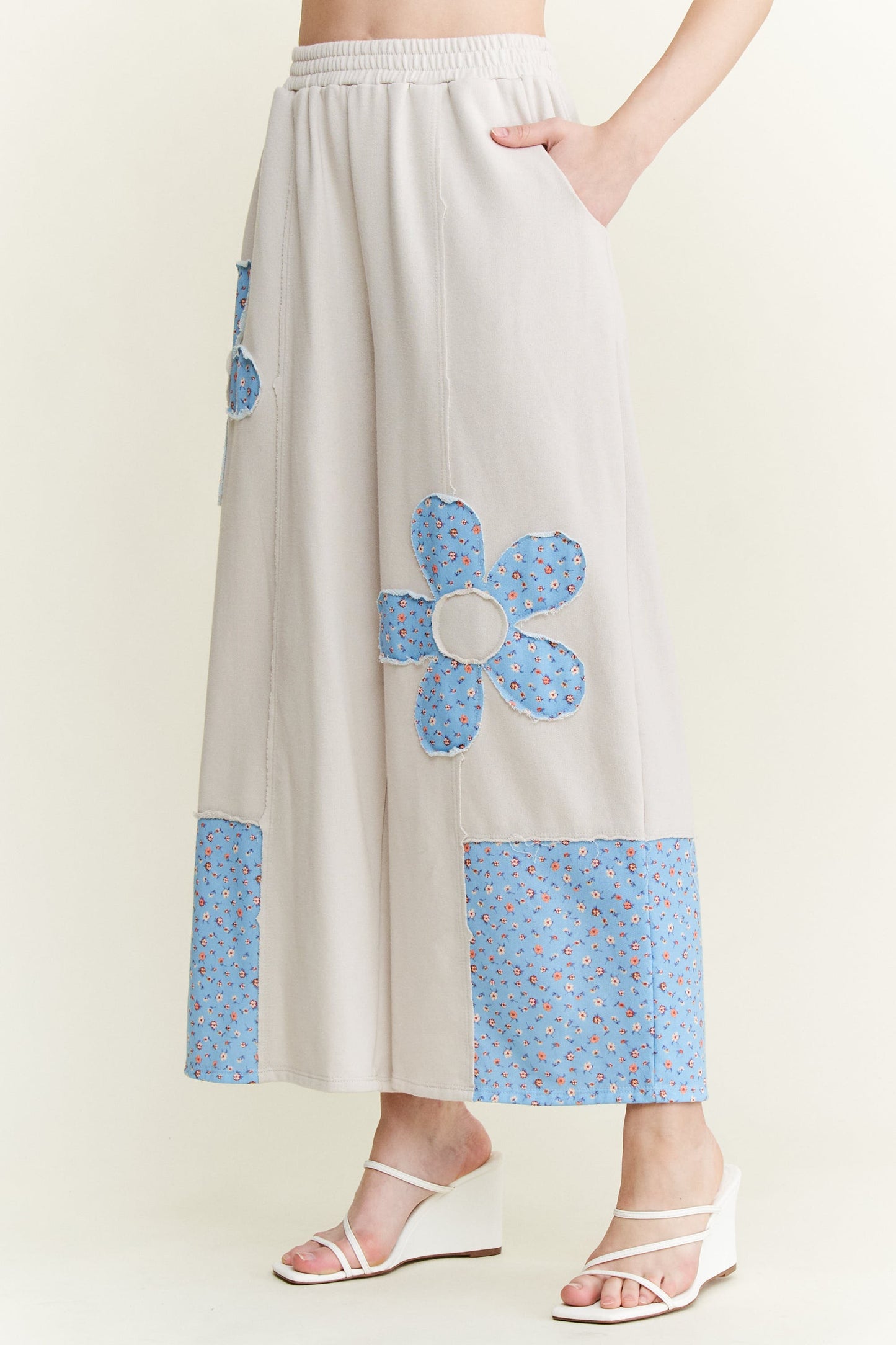 Cotton French Terry Flower Doily Patched Set