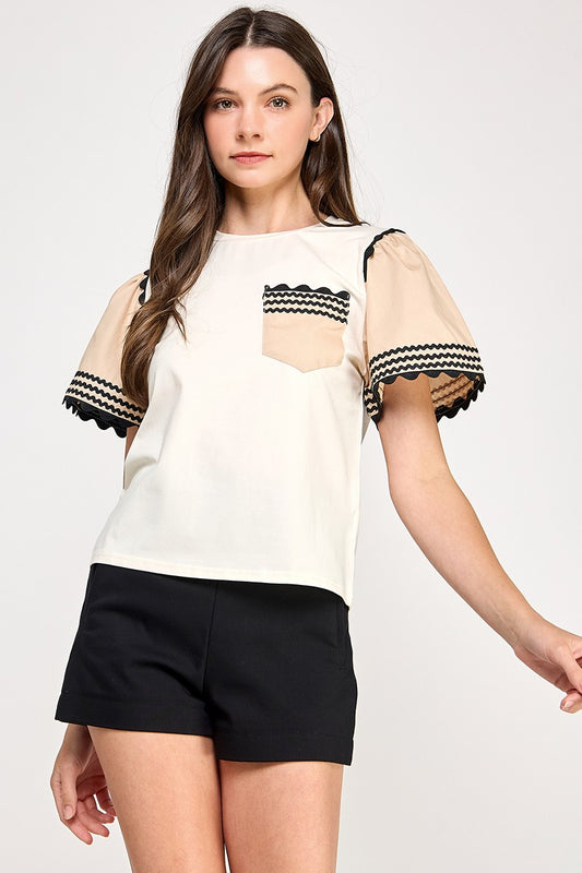 Color Block Bell Slv T Shirt