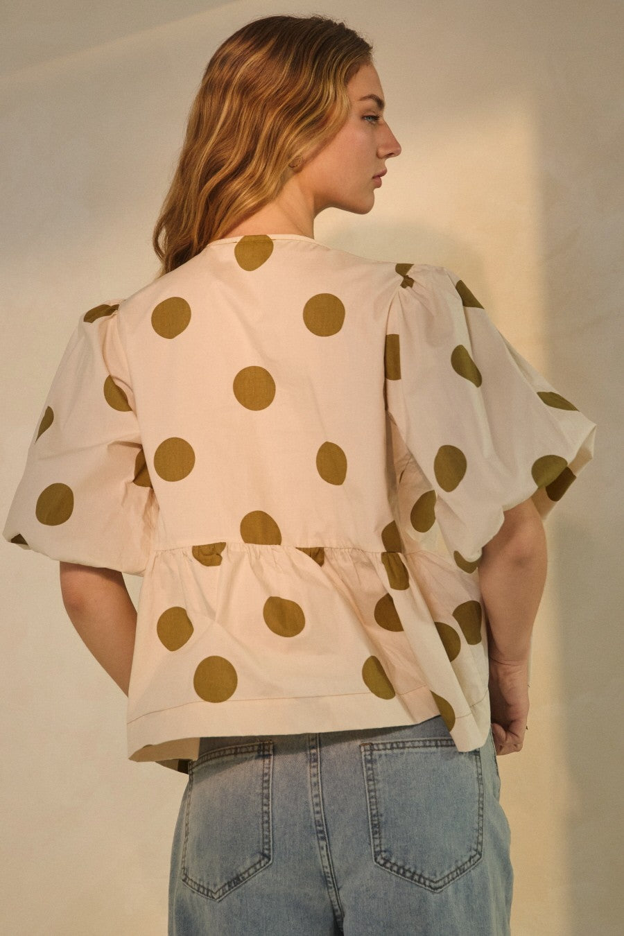 Polka Dot Printed Puffed Sleeve Blouse PRE ORDEN