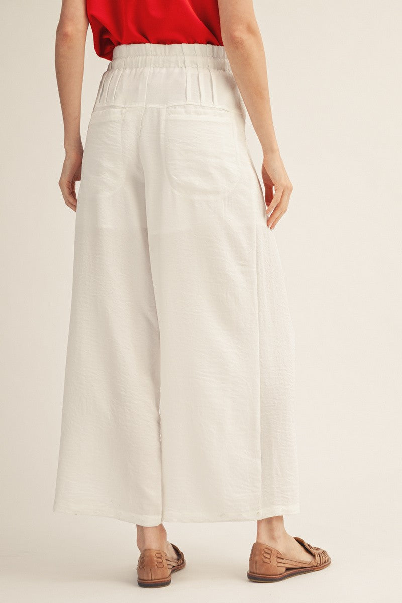 Drawstring Wasit Wide Leg Solid Pants