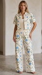 Short Sleeve Set With Embroidered And Rhinestone