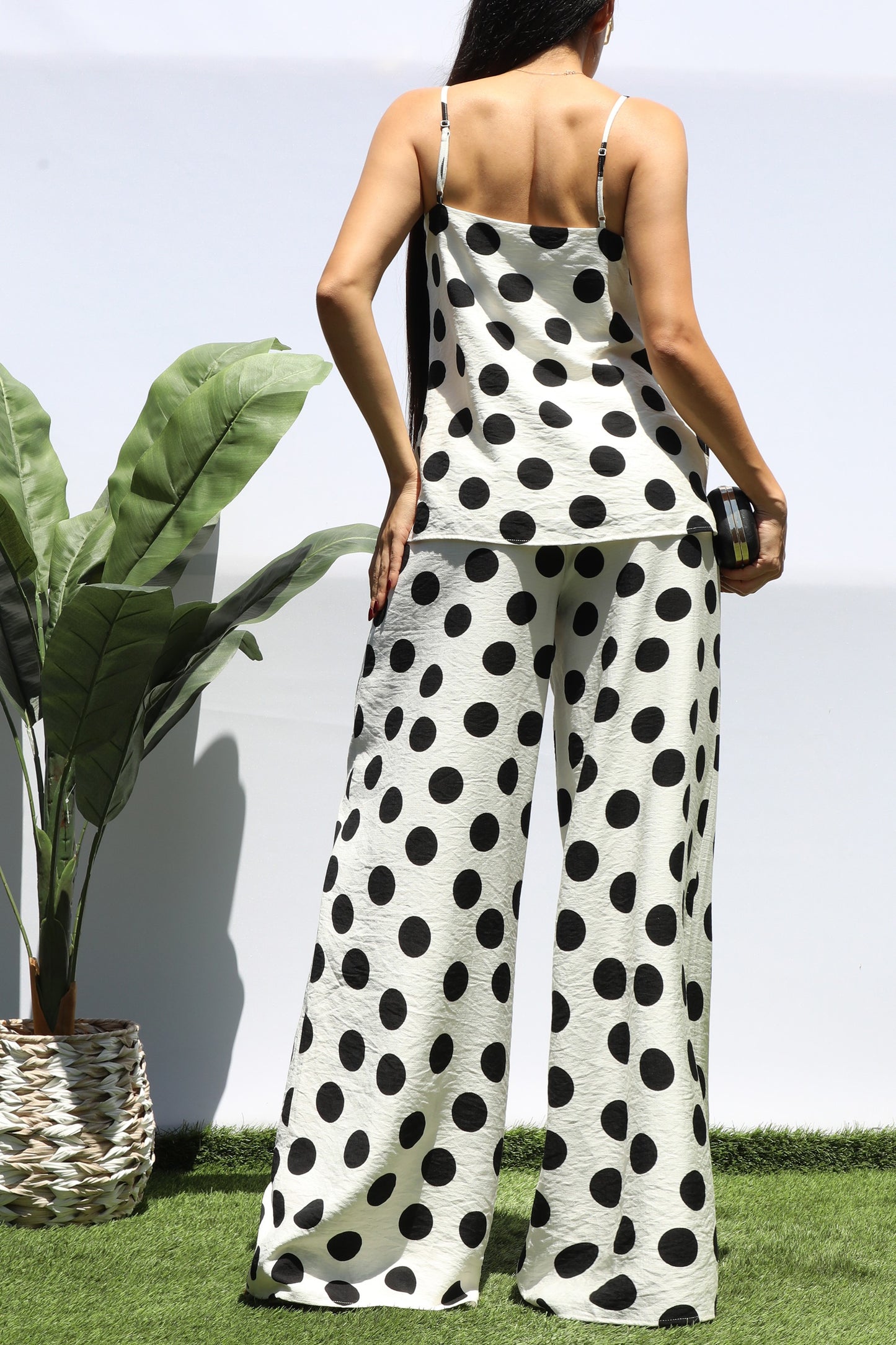 Polka Dot Loose Fit Top And Pants Set