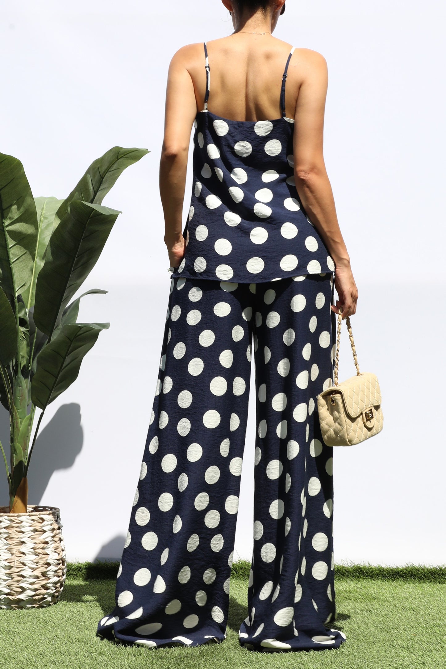 Polka Dot Loose Fit Top And Pants Set