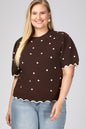 Plus - Scallop Band Polkadot Sweater Top PRE ORDEN