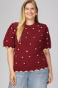Plus - Scallop Band Polkadot Sweater Top PRE ORDEN