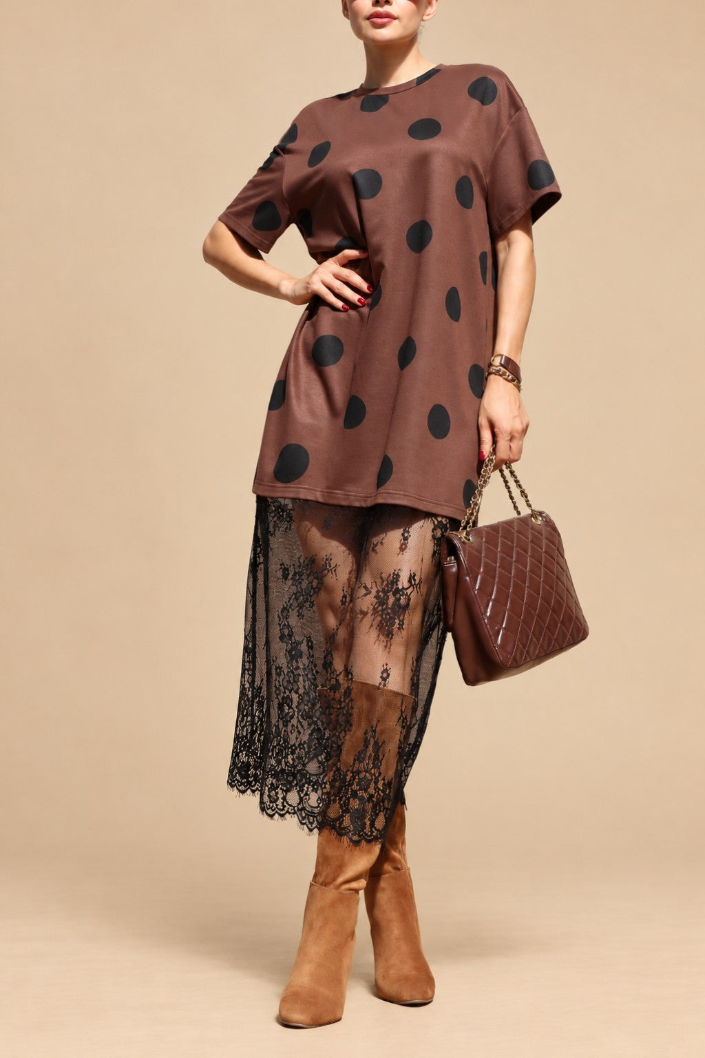 Polka Dot Loose Fit Knit Midi Dress PRE VENTA