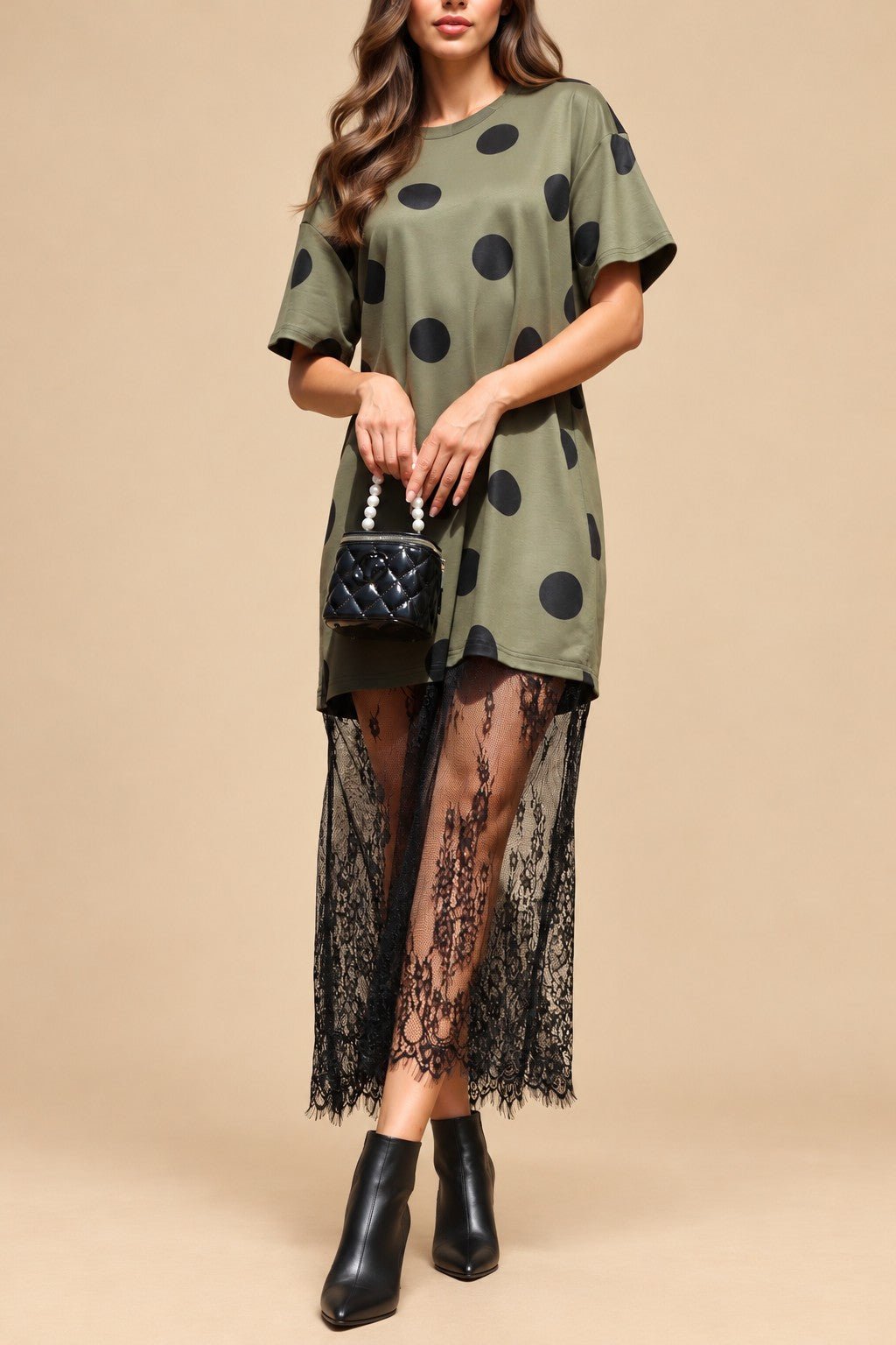 Polka Dot Loose Fit Knit Midi Dress PRE VENTA