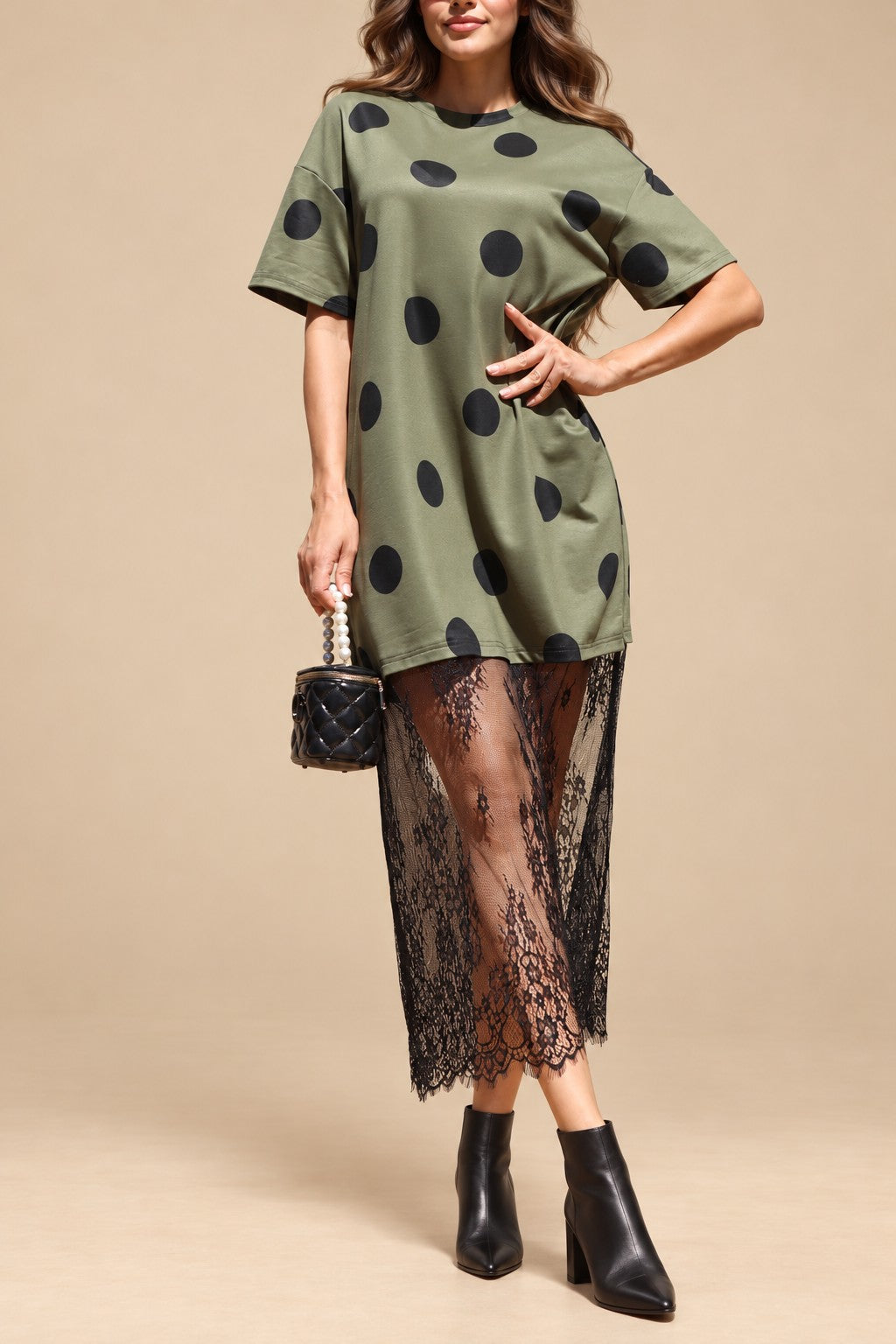 Polka Dot Loose Fit Knit Midi Dress PRE VENTA