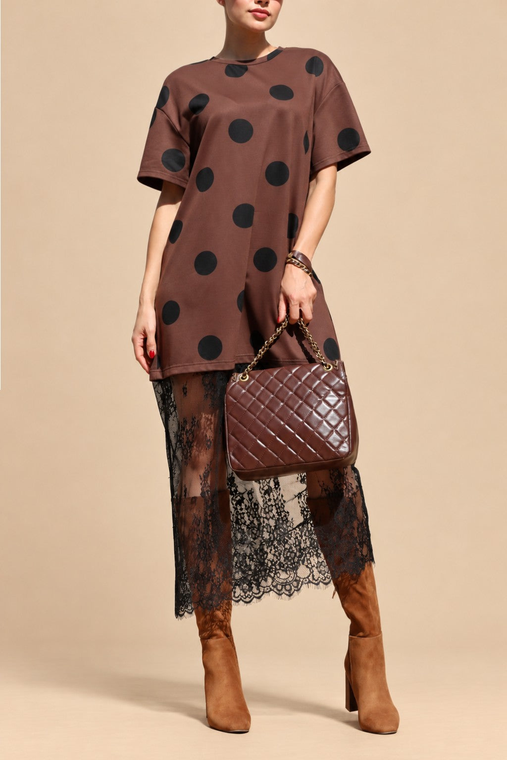 Polka Dot Loose Fit Knit Midi Dress PRE VENTA