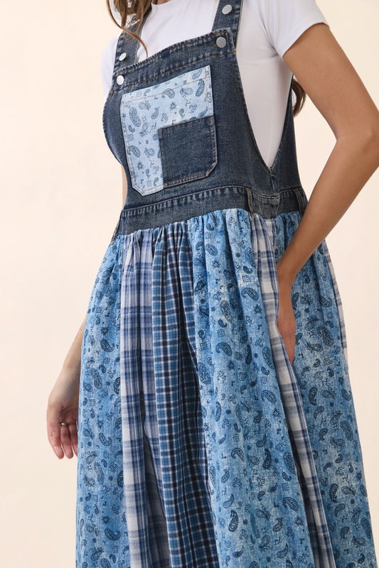 Mixed Patchwork Overall Dress PRE ORDEN