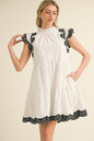 Solid Ruffly Cap Sleeves Dress