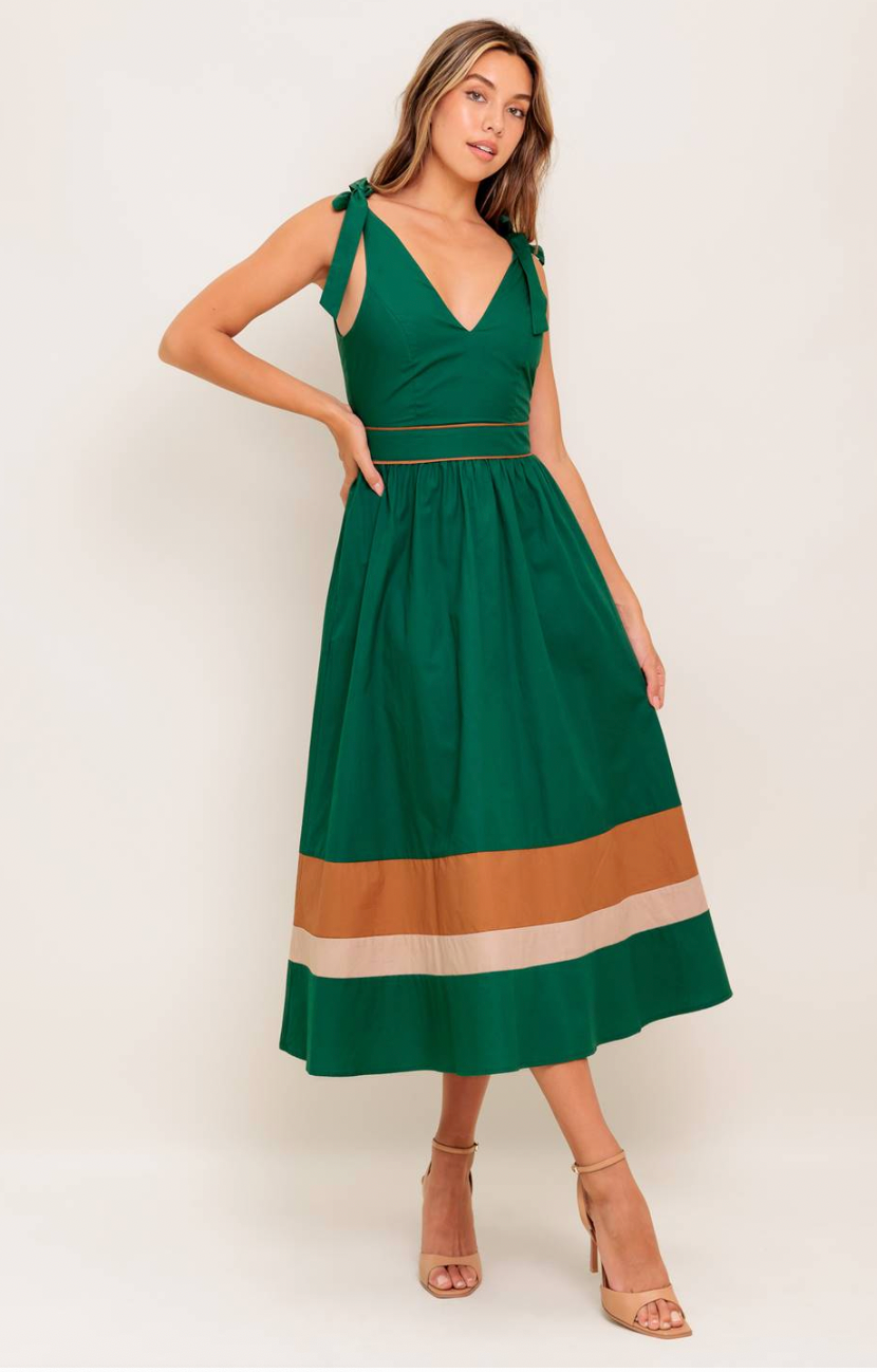 Green Taupe Midi Dress