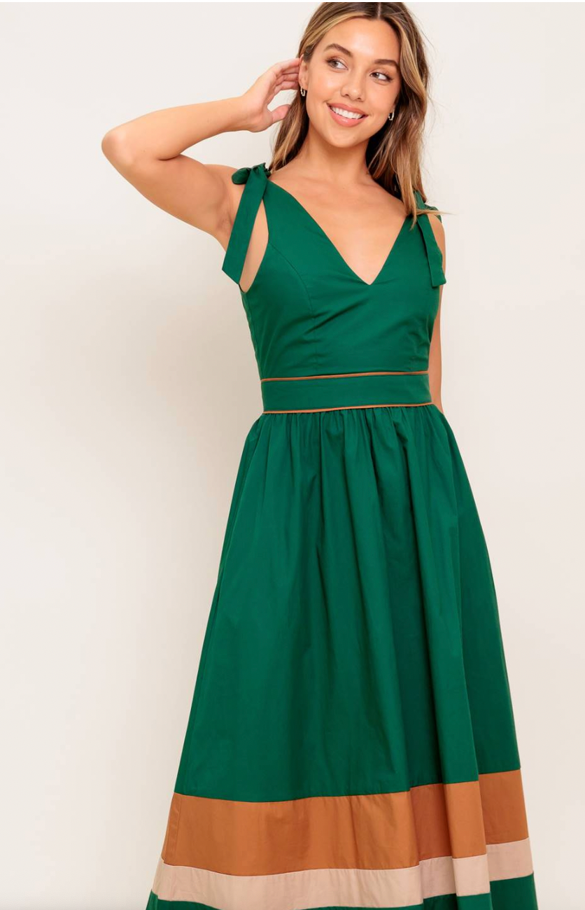 Green Taupe Midi Dress