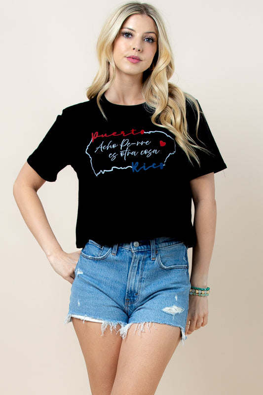 Lila Puerto Rico Print Crop T Shirts Pre Orden